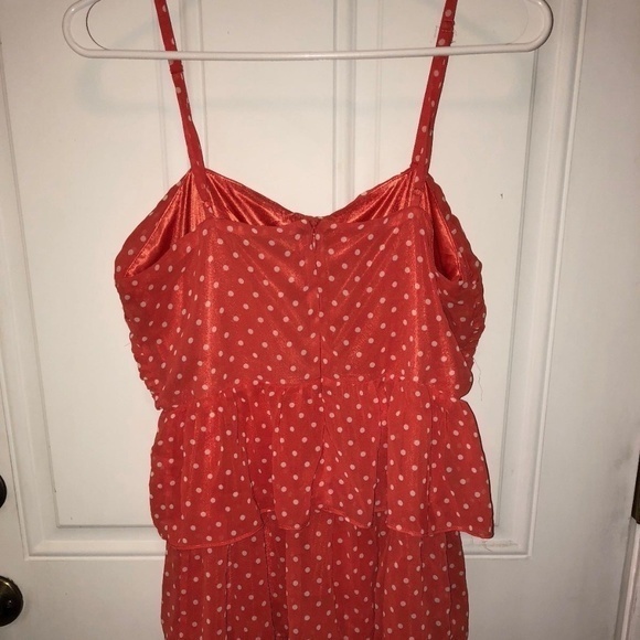 Forever 21 Sundress Dress Large Orange White‎ Polka - Picture 9 of 16